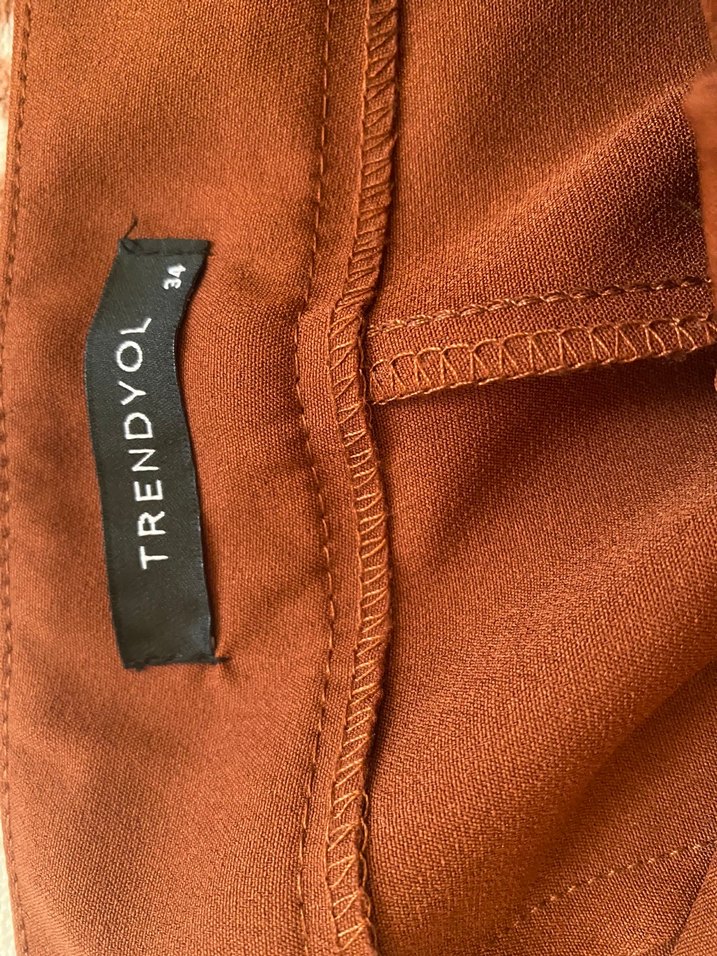 Kahverengi Kadın Midi Kumaş Pantolon - Görsel 3