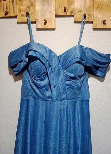 38 Beden Simli Indigo Abiye 