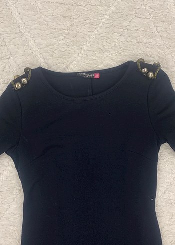 Omuz Apoletli Lacivert Mini Elbise - Görsel 2