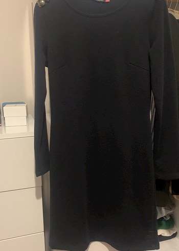 Omuz Apoletli Lacivert Mini Elbise - Görsel 3