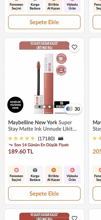 Maybelline 60 nude mat ruj