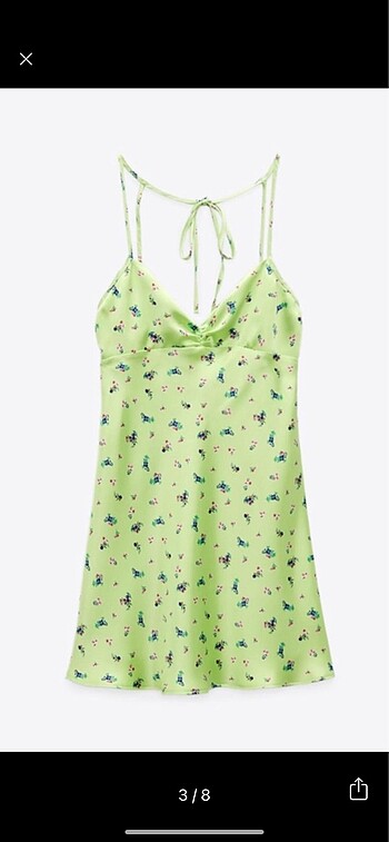 Zara yesil saten elbise