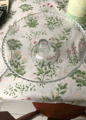 Vintage Nakışlı Beyaz Cam Kapaklı Servis Tabağı - Görsel 5