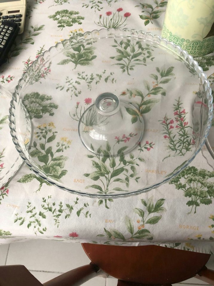 Vintage Nakışlı Beyaz Cam Kapaklı Servis Tabağı - Görsel 5