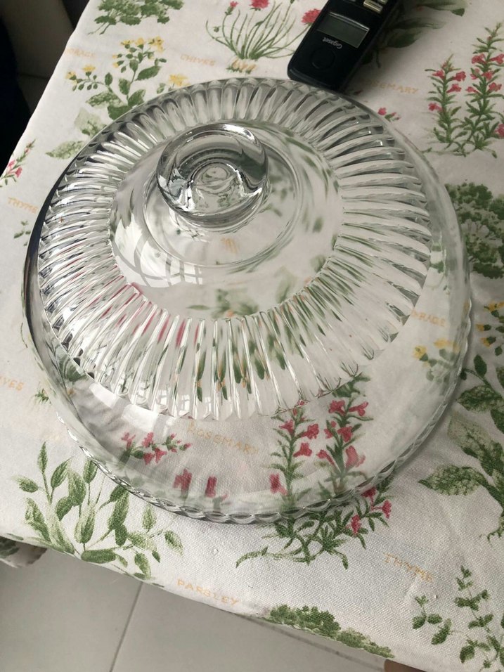 Vintage Nakışlı Beyaz Cam Kapaklı Servis Tabağı - Görsel 4