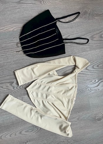 Drapeli Beyaz Mini Üst - Street Wear