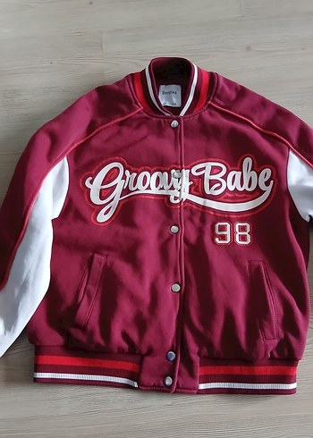 Bordo Renkli Kadın Spor Bomber Ceket
