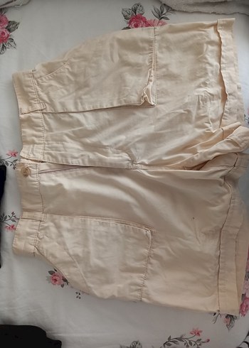 Düğmeli Keten Mini şort