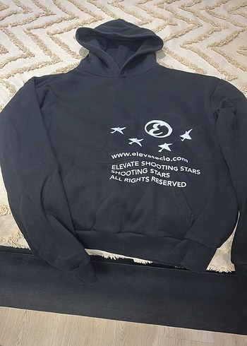 Trendyol & Milla Siyah Kapusonlu Yildizli Sweatshirt
