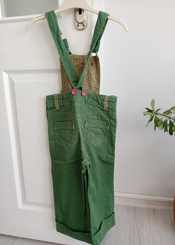 Renkli Nakışlı Kız Çocuk Yeşil Salopet - Görsel 3