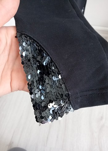 Kız Çocuk Siyah Payetli Dar Kesim Kot Pantolon - Görsel 2