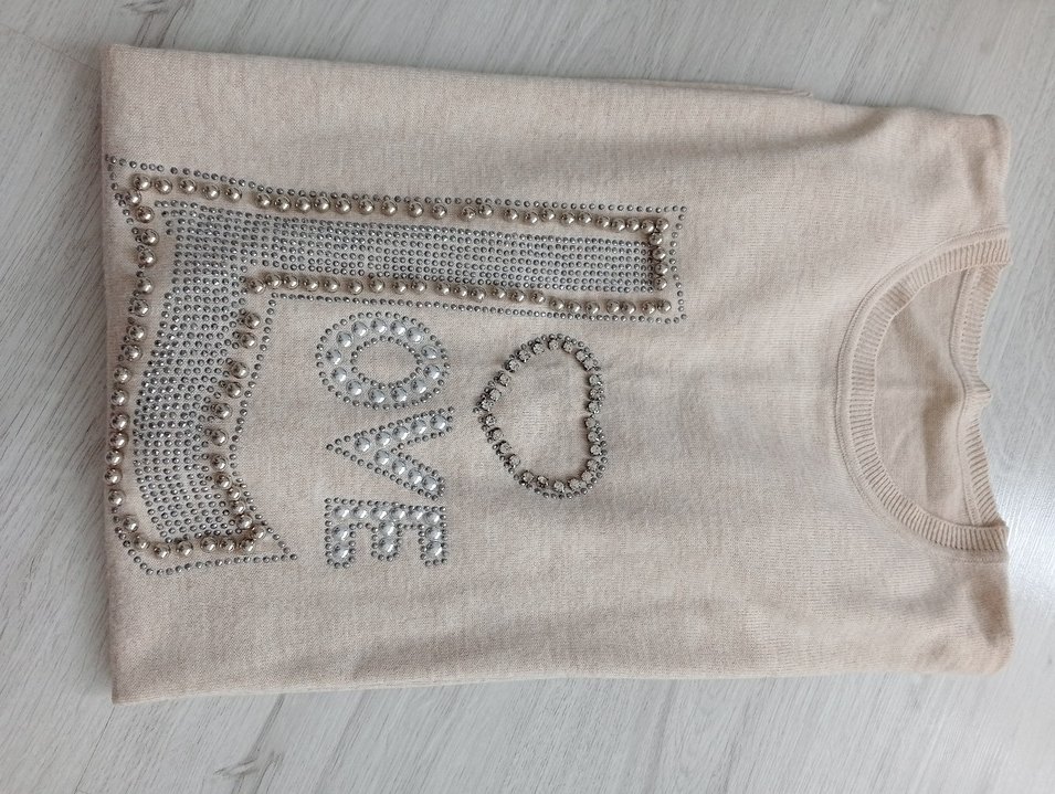 Uzun Kollu Bej Kadın Triko Tunik - Görsel 5