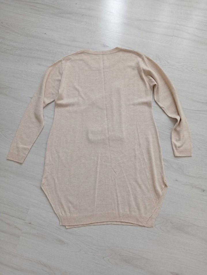 Uzun Kollu Bej Kadın Triko Tunik - Görsel 4