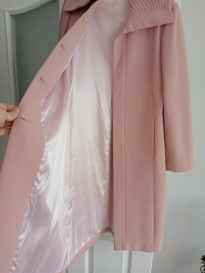 Pudra Pembe Uzun Kışlık Kaban - Görsel 2