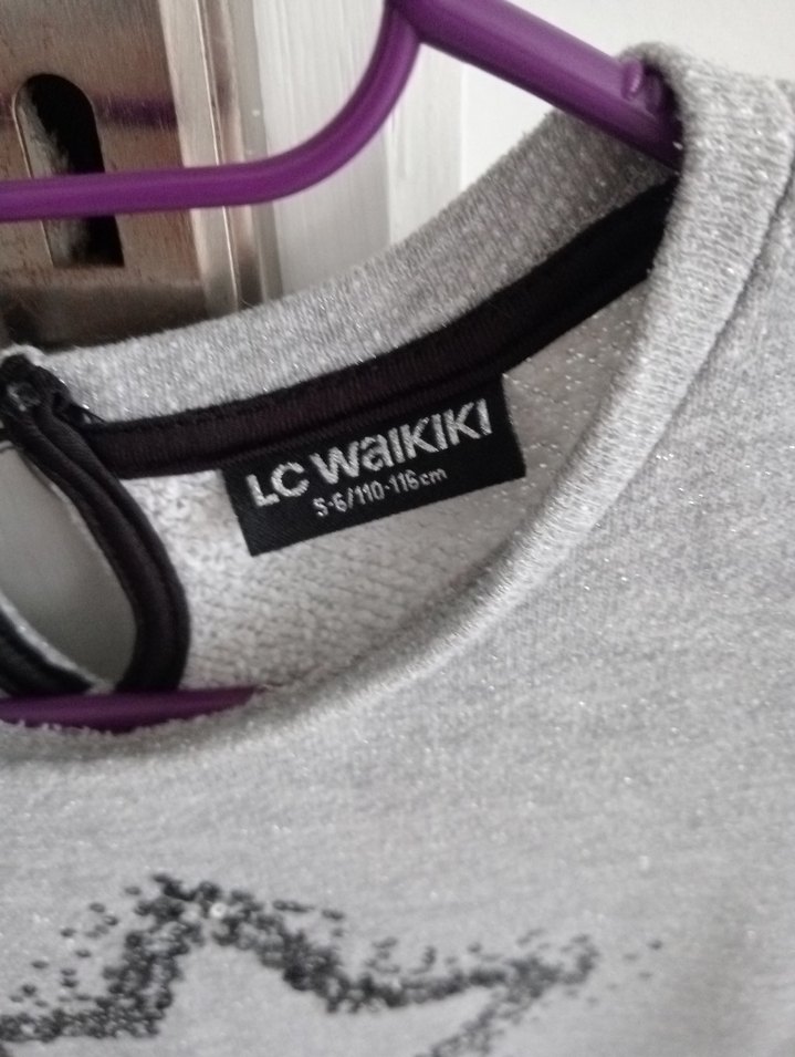 Kız Çocuk Uzun Kollu Gri Elbise - Görsel 2