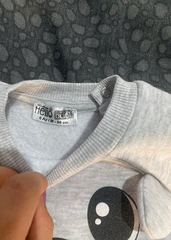 HelloBaby Gri Uzun Kollu Örme Bebek Tulum