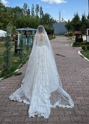 Vintage Fransız Dantelli Gelinlik - Görsel 2