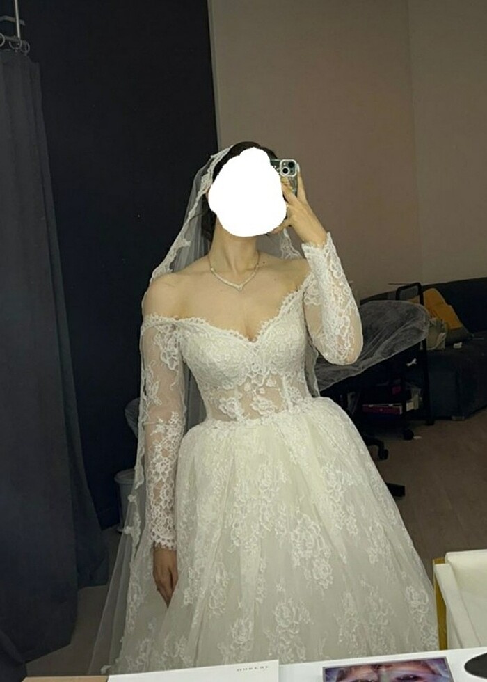 Vintage Fransız Dantelli Gelinlik - Görsel 4