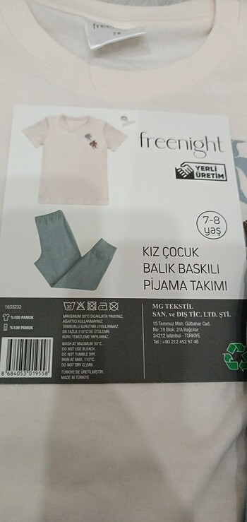 Kız çocuk balık baskılı pijama takımı 