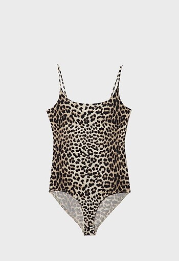 m Beden Stradivarius Leopar desenli askılı body