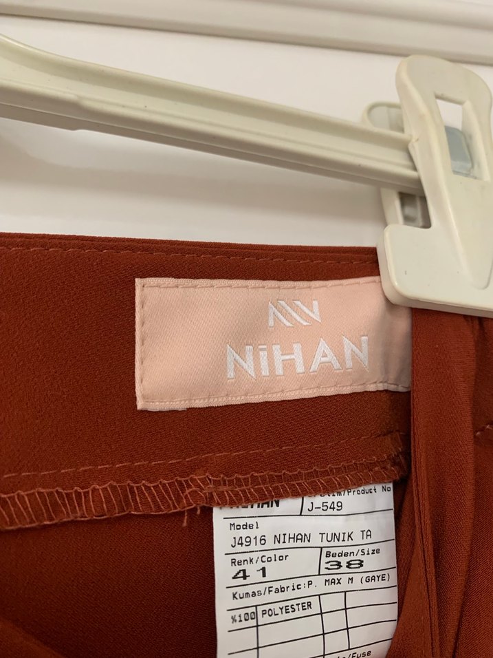 Kadın tarçın rengi Salaş Midi Kumaş Pantolon - Görsel 2