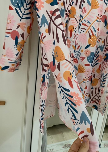 Bohem Çok Renkli Desenli Uzun Kollu Gömlek - Görsel 3