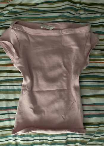 Zara Pembe Tişört, Kayık Yaka, Kısa Kollu