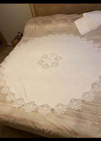 Dantel Detaylı Beyaz Keten Peçeteler - Görsel 9