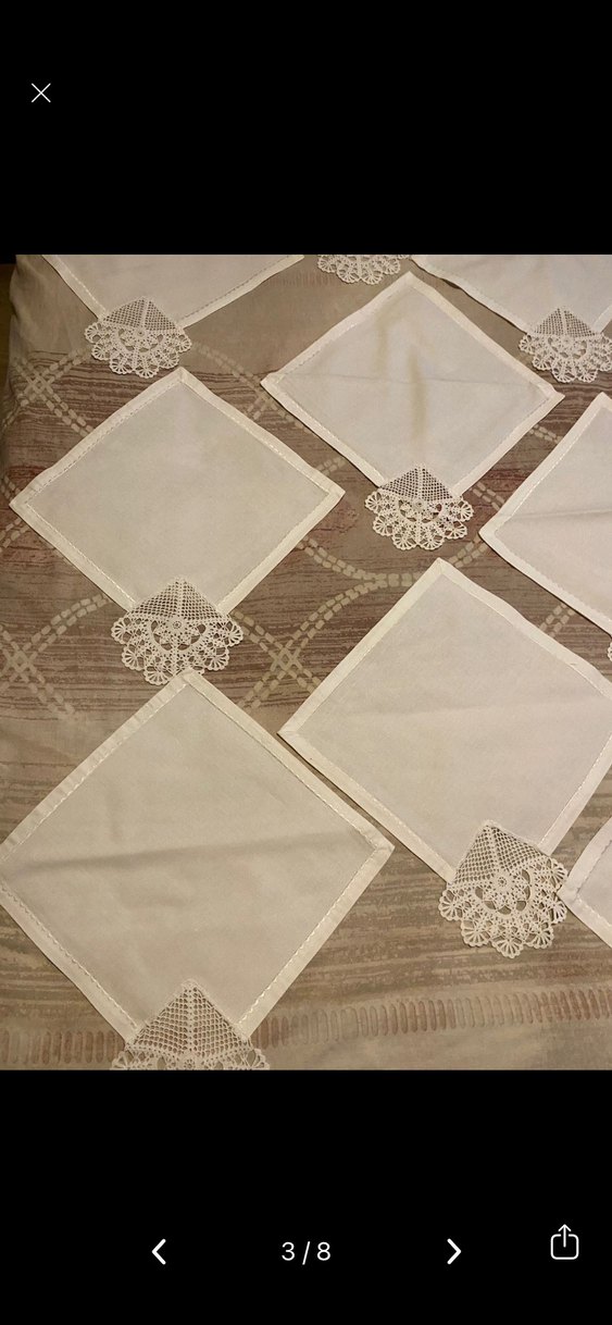Dantel Detaylı Beyaz Keten Peçeteler - Görsel 4