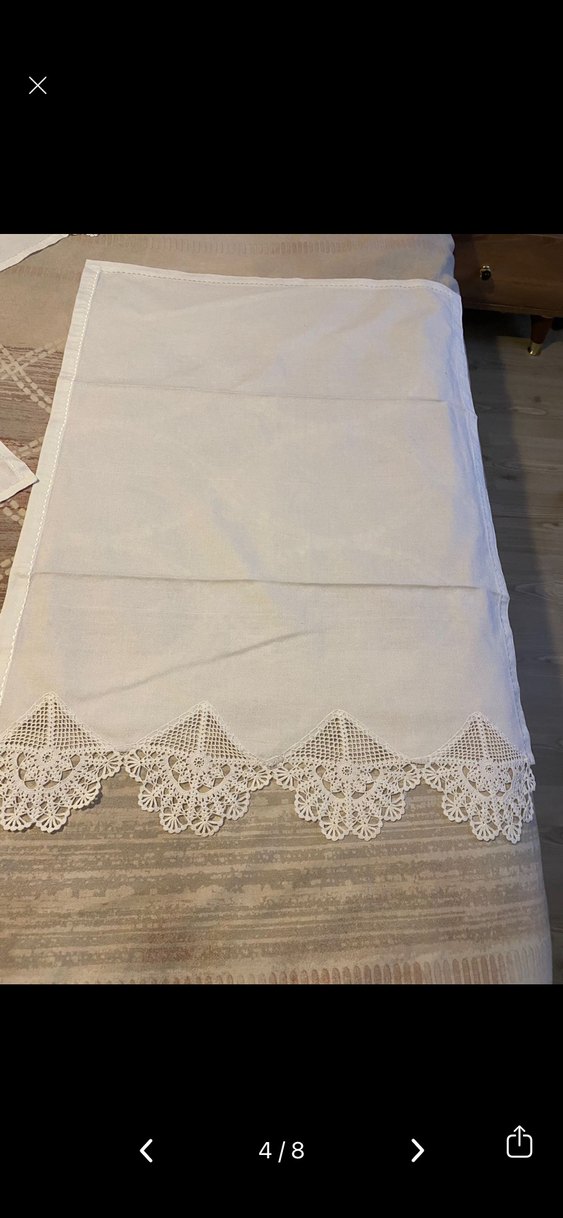 Dantel Detaylı Beyaz Keten Peçeteler - Görsel 5