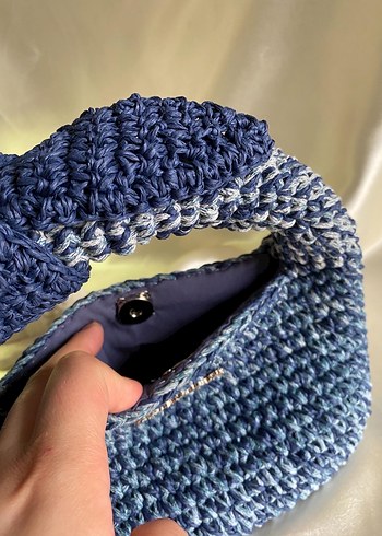 El yapımı Mavi Örgü jodie mini bag - Görsel 5
