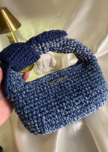 El yapımı Mavi Örgü jodie mini bag - Görsel 4