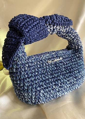 El yapımı Mavi Örgü jodie mini bag - Görsel 2