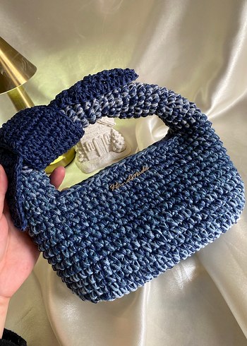 El yapımı Mavi Örgü jodie mini bag - Görsel 6