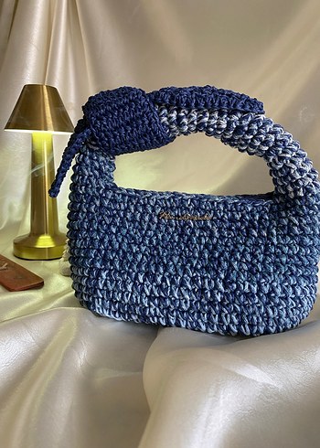 El yapımı Mavi Örgü jodie mini bag - Görsel 8