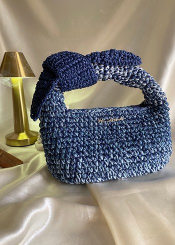 El yapımı Mavi Örgü jodie mini bag - Görsel 7
