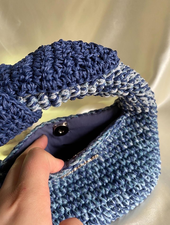 El yapımı Mavi Örgü jodie mini bag - Görsel 5