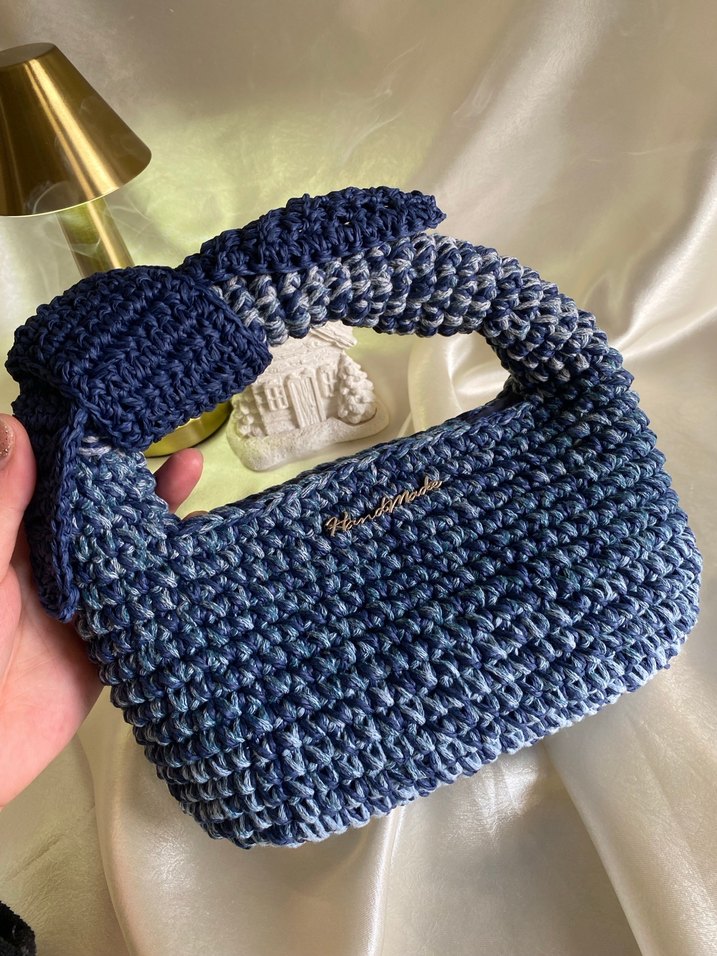 El yapımı Mavi Örgü jodie mini bag - Görsel 4