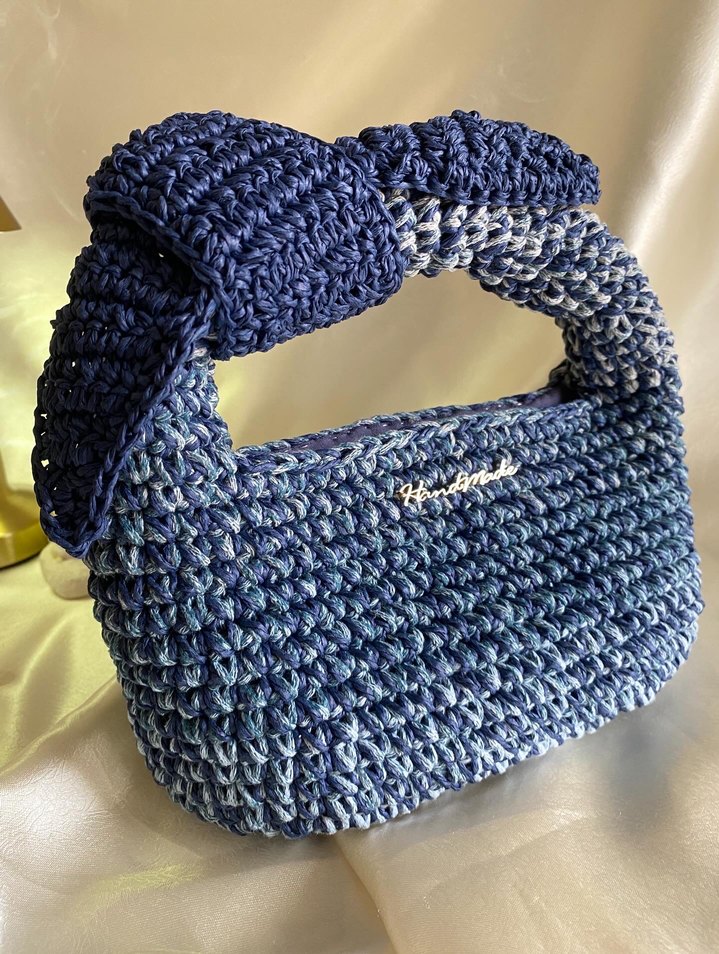 El yapımı Mavi Örgü jodie mini bag - Görsel 2