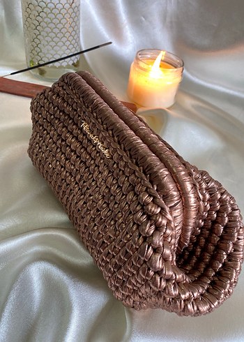 El yapımı Deri ip  Clutch Çanta - Görsel 4