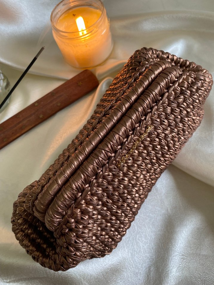 El yapımı Deri ip  Clutch Çanta - Görsel 5