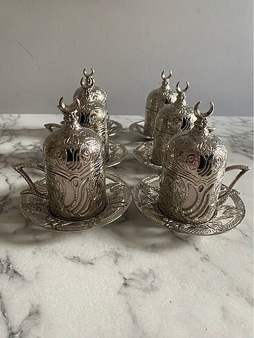 6lı dibek kahve fincan seti bakır - Görsel 2