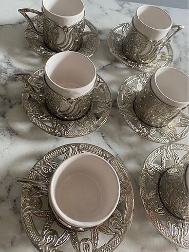 6lı dibek kahve fincan seti bakır - Görsel 4