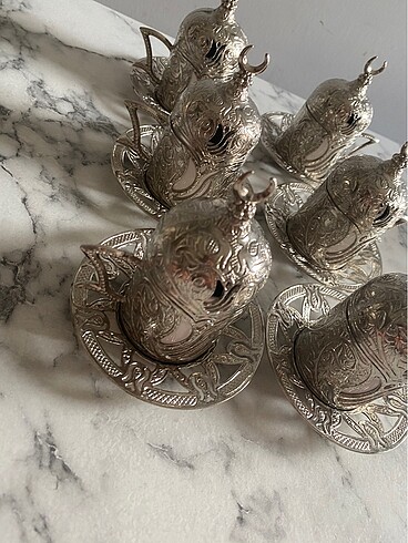 6lı dibek kahve fincan seti bakır - Görsel 5