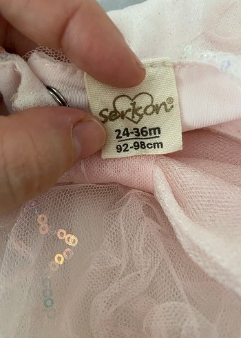 Diğer Pembe Fiyonklu Nakışlı Kız Elbisesi