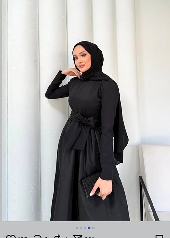 Trendyol & Milla Siyah Kuşaklı Uzun Kol Elbise