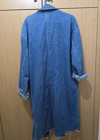 Zara Kadın Mavi Midi Denim Ceket