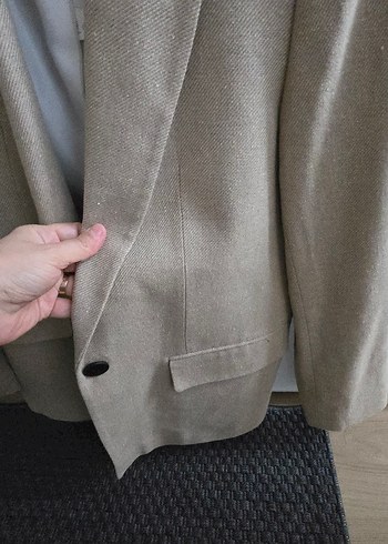 Bej Kadın Keten Blazer Ceket - Görsel 4