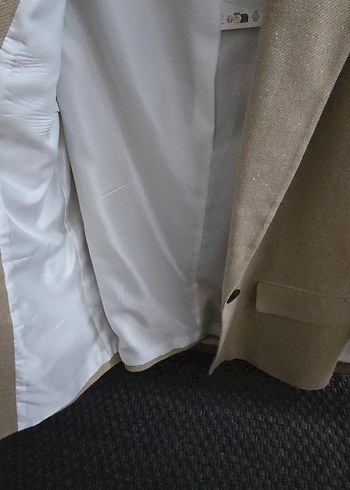 Bej Kadın Keten Blazer Ceket - Görsel 3