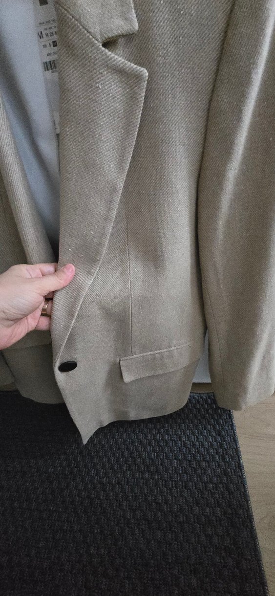 Bej Kadın Keten Blazer Ceket - Görsel 4